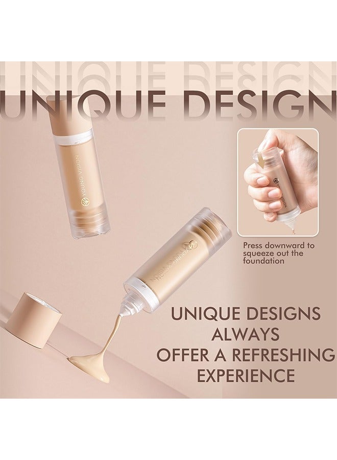 يونج فيجن كريم أساس سائل طويل الأمد، كريم أساس سائل مائي - تغطية كاملة، مكياج خفيف الوزن للبشرة الدهنية والمختلطة، لمسة نهائية طبيعية غير لامعة، مقاومة للماء ومقاومة للعرق #02 - Image 2